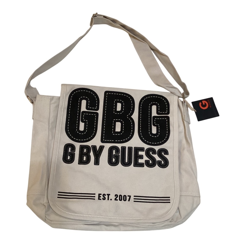 GBG by Guess Messenger Bag Est 2007 Cream Canvas Shoulder Bag